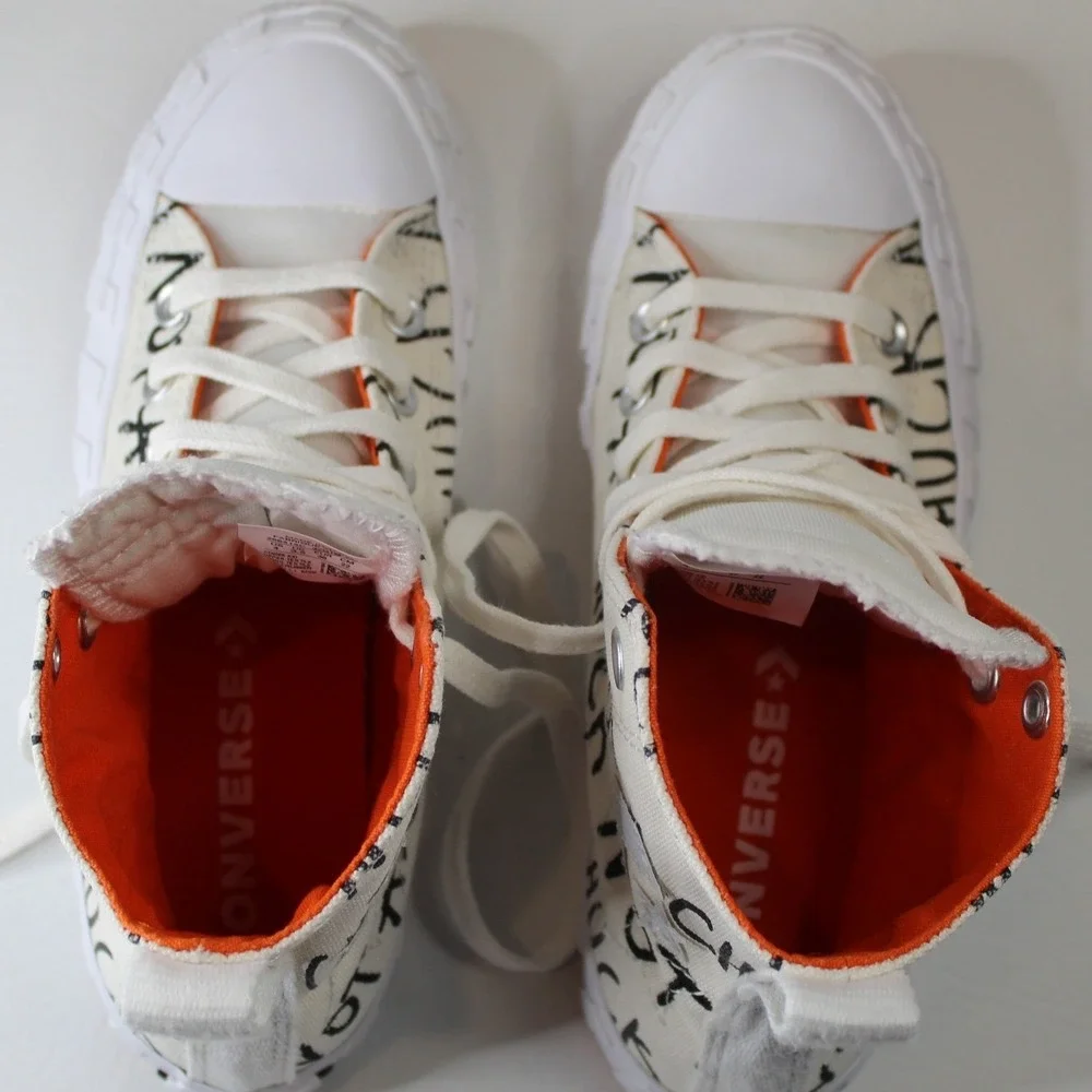 Converse Chuck Taylor All Star High Top‎ NOT A CHUCK Print White Orange SZ 4 US